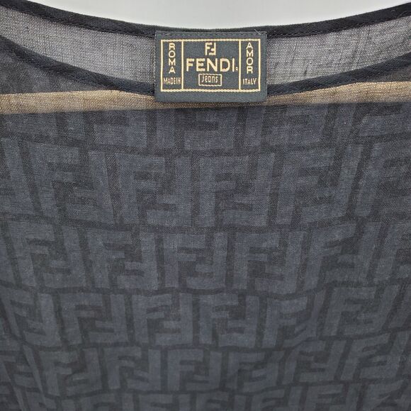 New Fendi Womens Zucca Monogram FF Sheer Top Blouse Black Size IT 42 US 8 - Picture 3 of 6